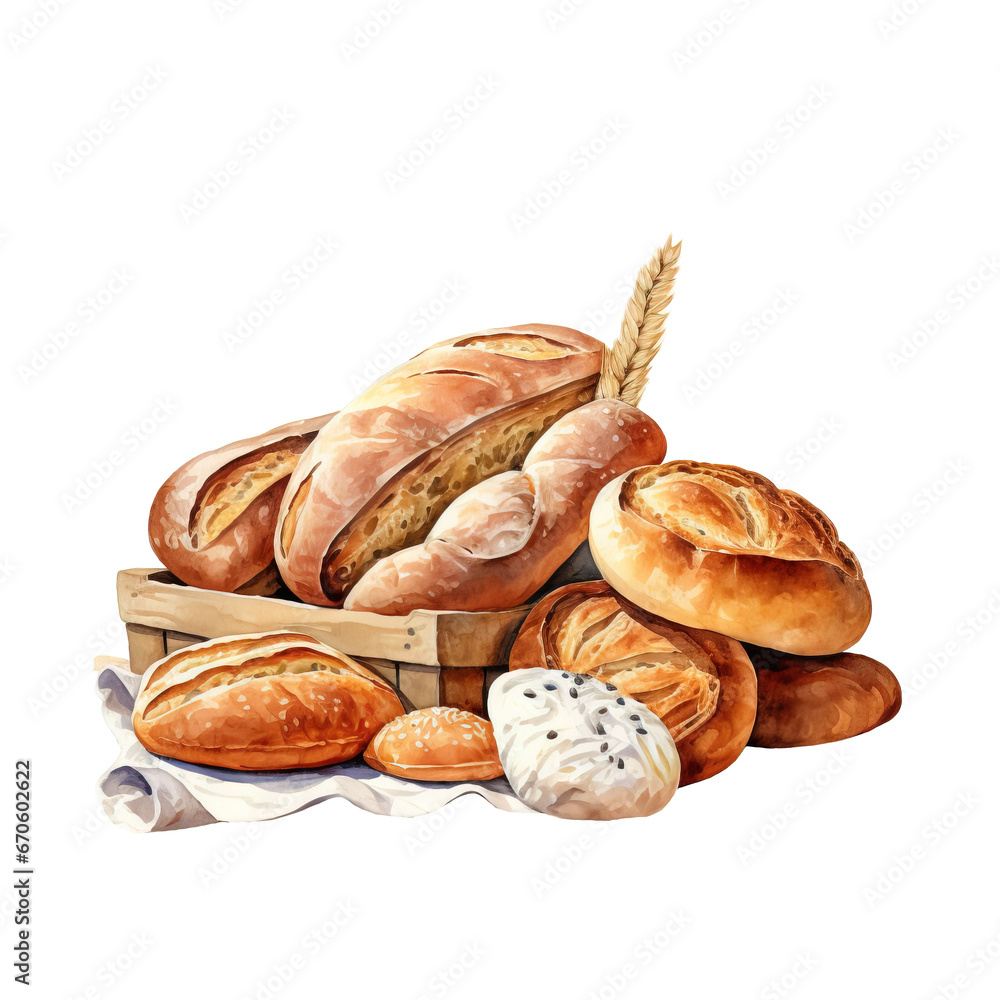 Freshly baked bread AI generated image