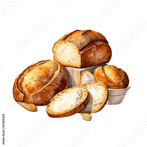 Freshly baked bread AI generated image