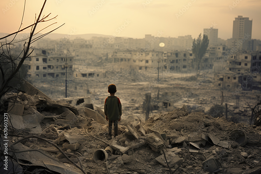 Young Survivors, Children Navigate War-Torn Urban Landscape Young Survivors, Children Navigate War-Torn Urban Landscape