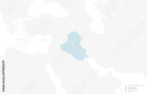 イラクを中心とした青のドットマップ。　中サイズ。
