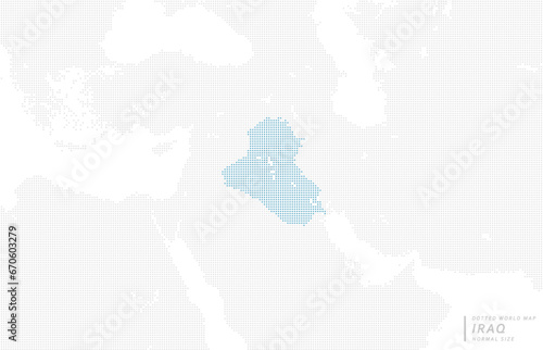 イラクを中心とした青のドットマップ。 中サイズ。 