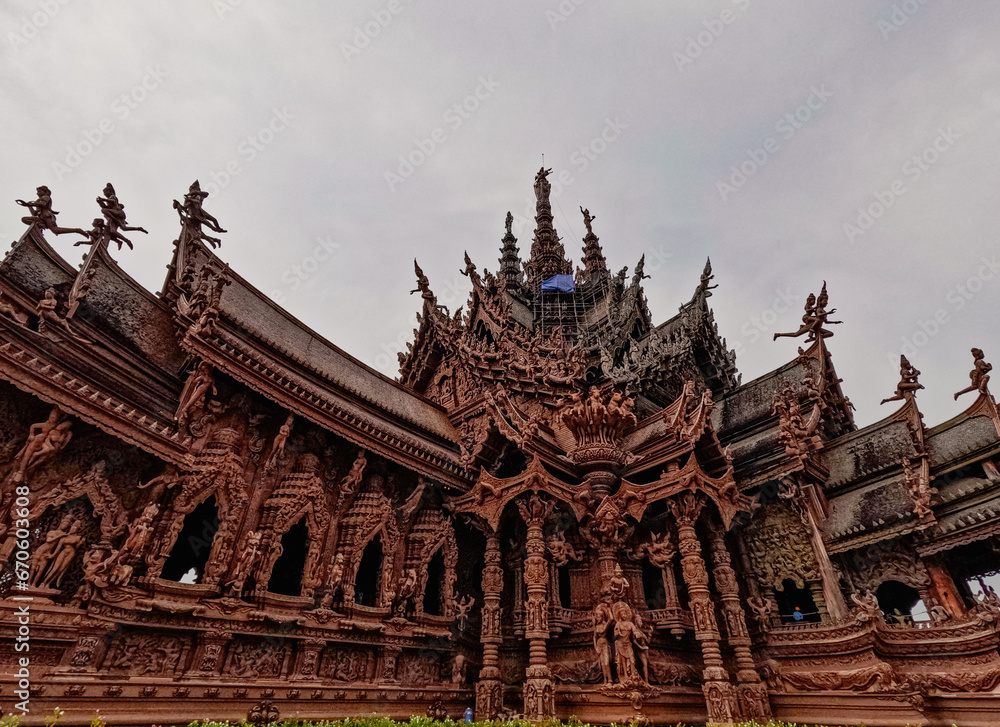 Close up sanctuary of truth Pattaya Thailand