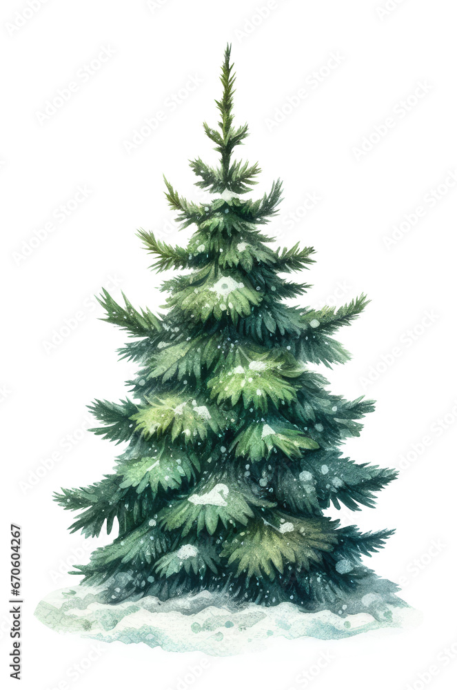 Obraz premium spruce, pine, tree isolated on transparent background. Watercolor illustration. Generative AI
