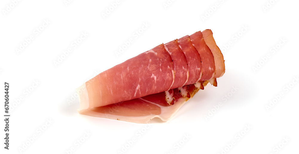 Jamon, jerked meat, isolated on white background. High resolution image.