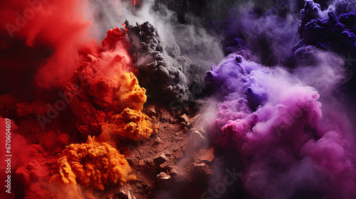 Magical volcanic eruption is the expulsion of colorful mist gases and Powders.