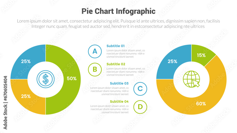 piechart or pie chart diagram infographics template diagram with 2 point with piechart comparison head to head design for slide presentation - obrazy, fototapety, plakaty 