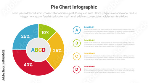piechart or pie chart diagram infographics template diagram with 4 point with big outline piechart with outline description text design for slide presentation