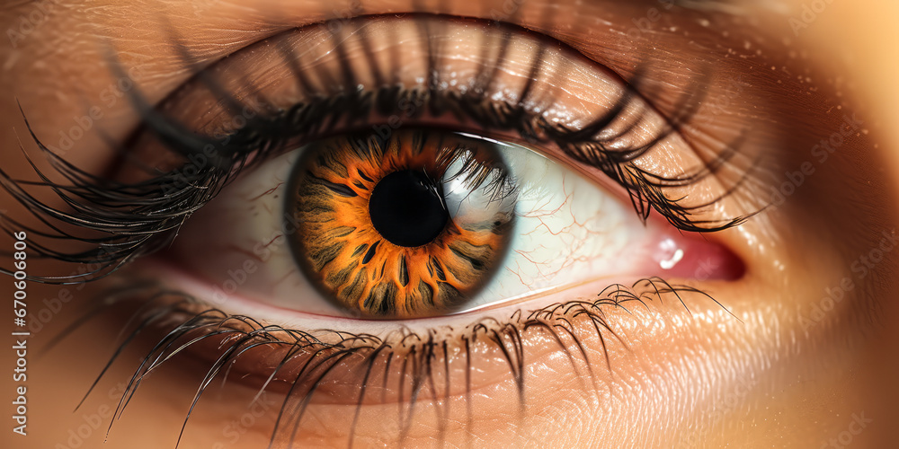 Fototapeta premium Intimate Detail: Beautiful Female Eye with Natural Fashion Makeup