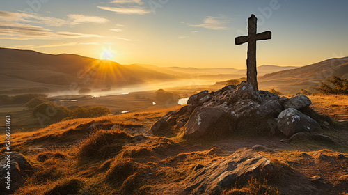 a small chapel standing at a crossroads, in the style of traditional landscapes. AI generativ.