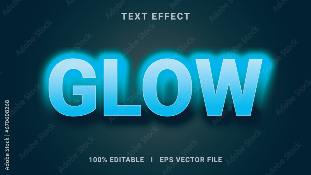 Vector glow 3d neon text effect style
