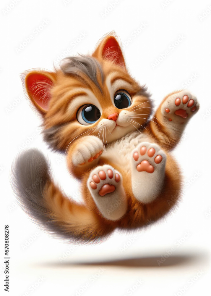 Funny mischievous cartoon striped kitten Funny mischievous cartoon striped kitten