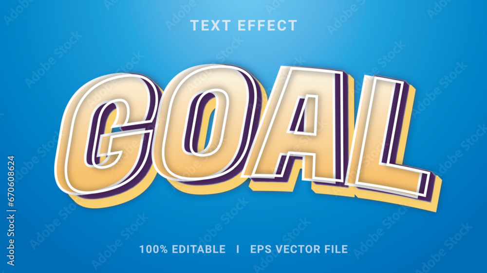 Vector goal 3d text effect style