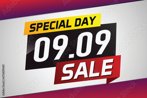 9.9 Special day sale word concept vector illustration with ribbon and 3d style for use landing page, template, ui, web, mobile app, poster, banner, flyer, background, gift card, coupon