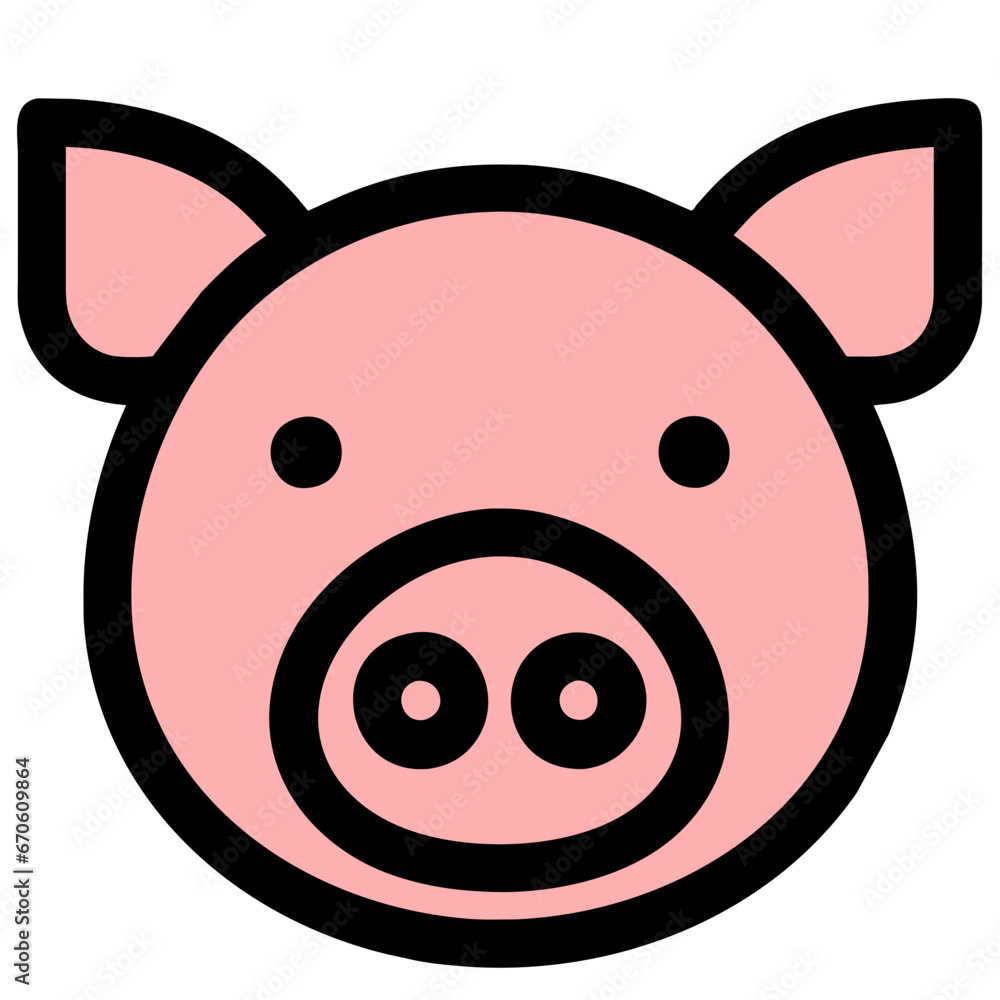 pig icon, piggy silhouette linear sign isolated on white background pig icon, piggy silhouette linear sign isolated on white background