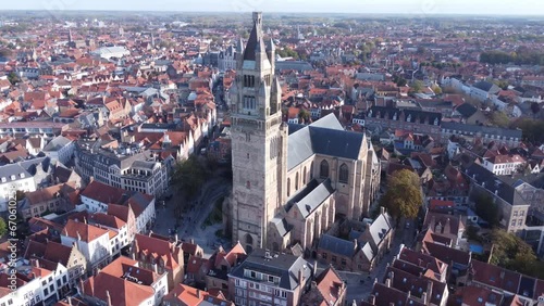 drone video St. Saviour's Cathedral, Sint-Salvatorskathedraal Bruges Belgium Europe photo