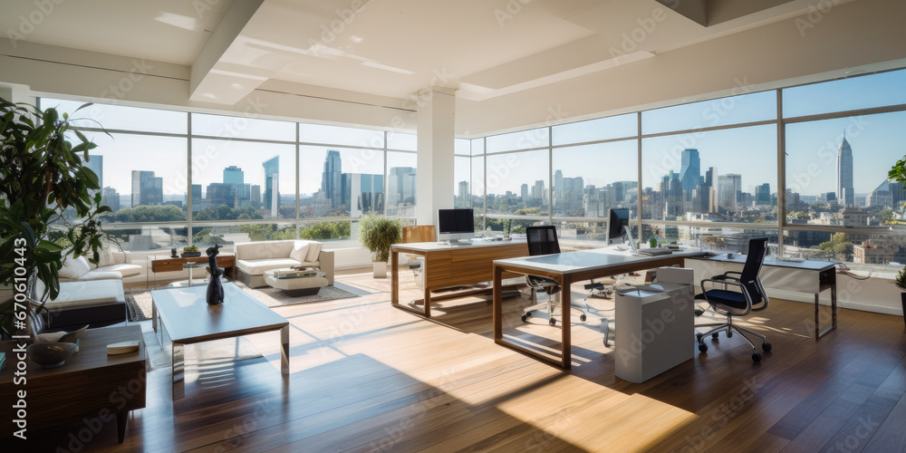 Bright, spacious office. Office work in a comfortable room. Working atmosphere. Bright, spacious office. Office work in a comfortable room. Working atmosphere.