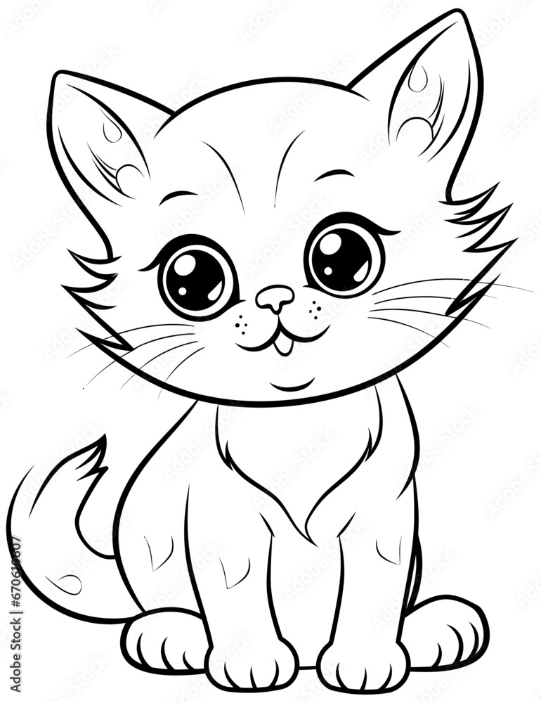 Small Kitten Coloring Book illustration Small Kitten Coloring Book illustration