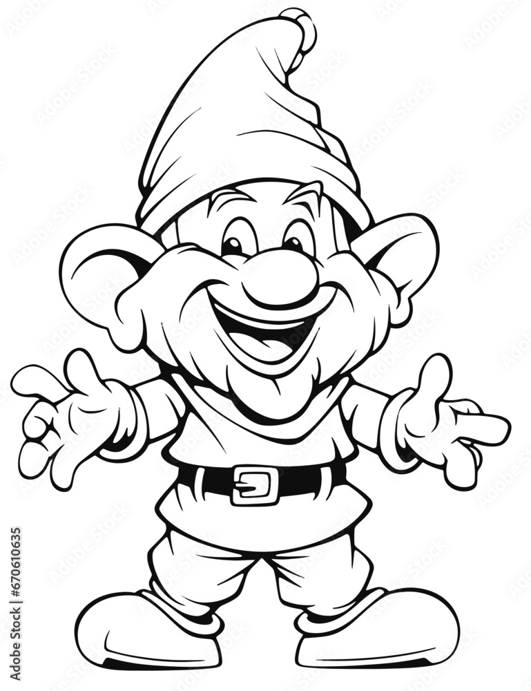 Fototapeta premium dwarf coloring page for kids and adult