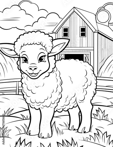 Happy farm animal coloring page