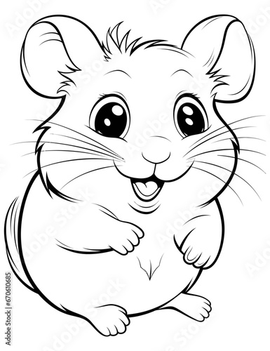 Cute abstract coloring page  hamster for kids and adults