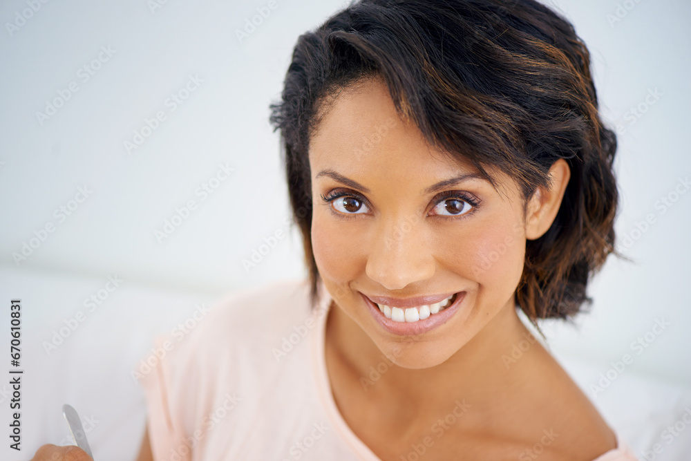 Happy, smile and portrait of woman on sofa with positive, good and confident attitude. Excited, pride and young female person from Mexico with happiness relaxing in the lounge at modern home. Happy, smile and portrait of woman on sofa with positive, good and confident attitude. Excited, pride and young female person from Mexico with happiness relaxing in the lounge at modern home.