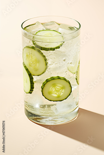 glass of water with cucumbers