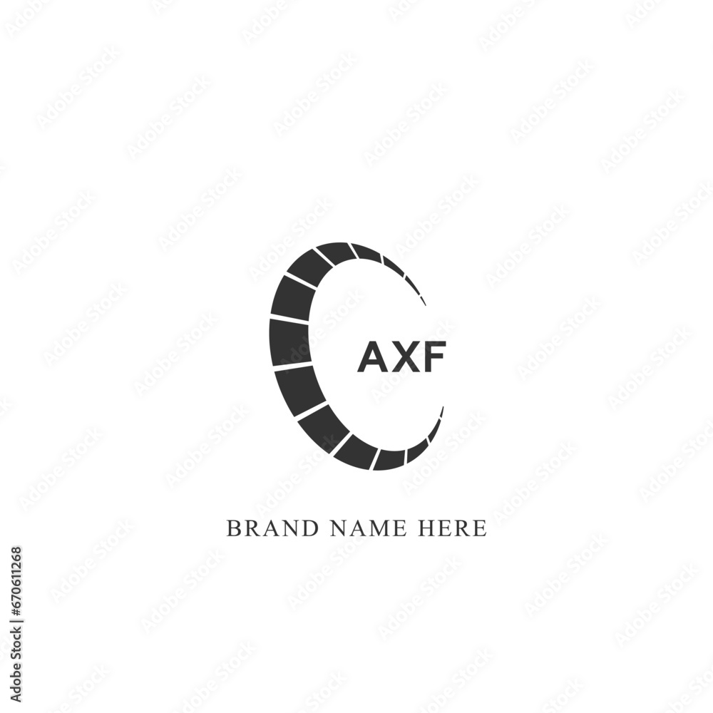 AXF logo. A X F design. White AXF letter. AXF, A X F letter logo design. Initial letter AXF linked circle uppercase monogram logo.
