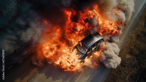 Car explosion. Automobile accident. © Ruslan Gilmanshin