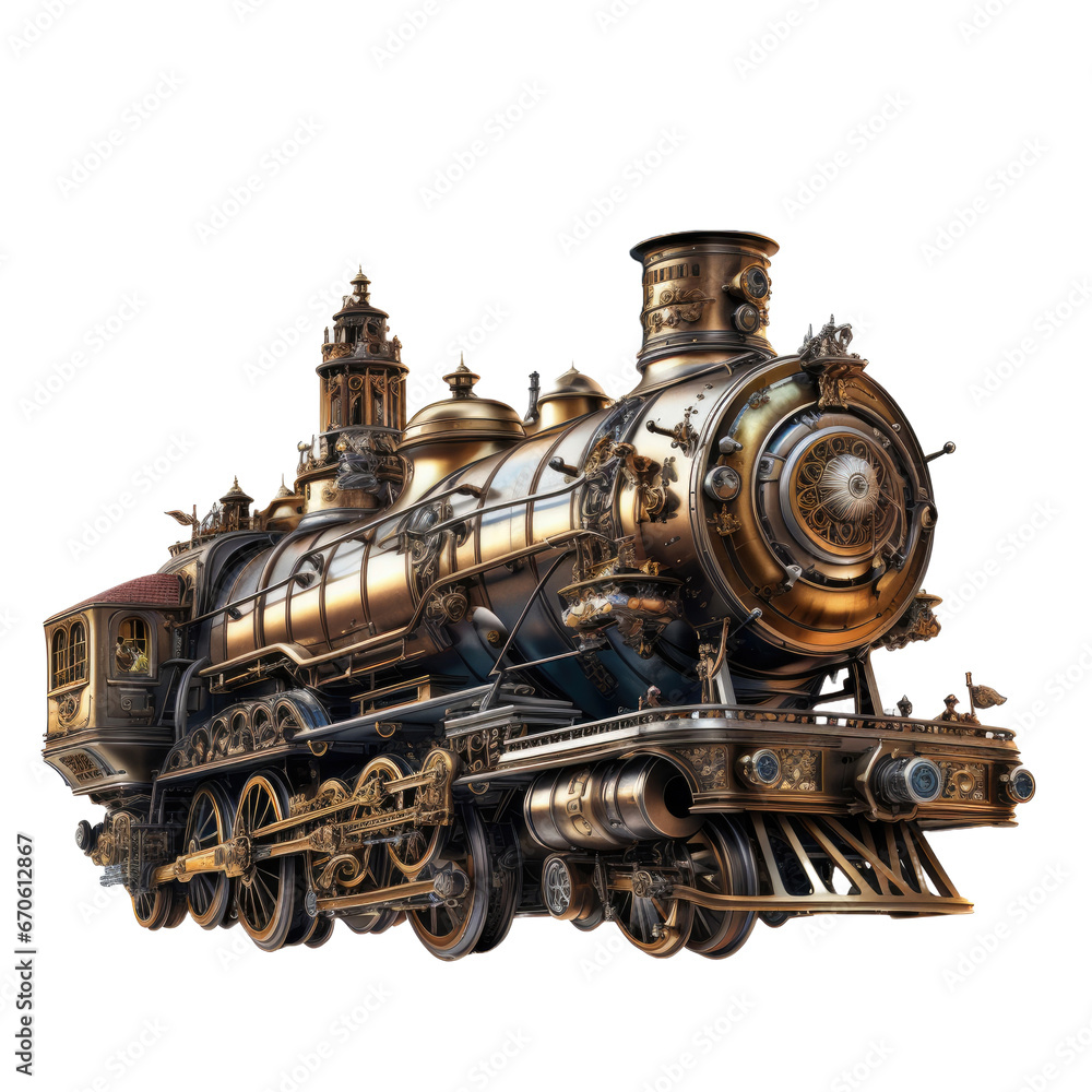 Old locomotive engine on transparent background Old locomotive engine on transparent background