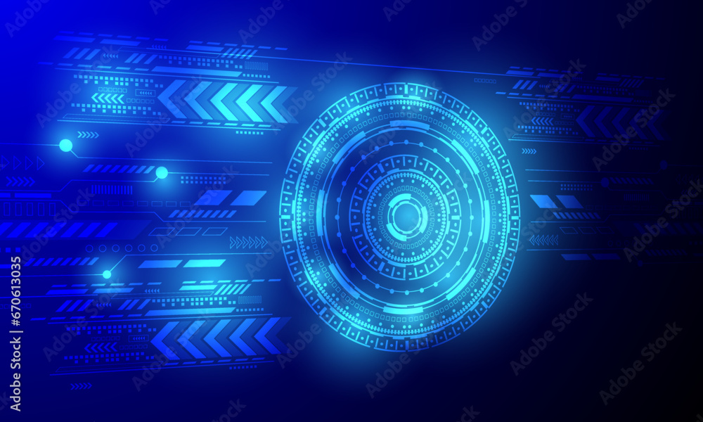 blue circles circuit networking high tech technology abstract background