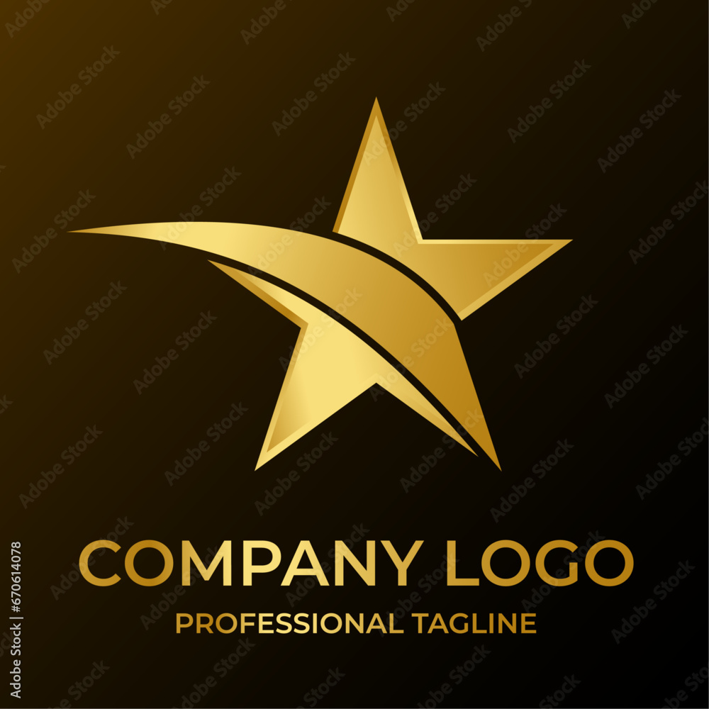Obraz premium Vector luxury star logo with golden color. Elegant style star logo.