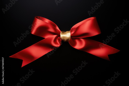 red luxurious satin bow isolated on black background