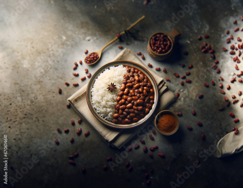 Rajma Chawal Plate Highlighting Succulent Beans in a Composed Angle