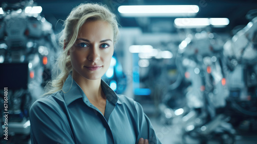 Female Robotics Engineer in High-Tech Lab