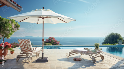 Chair on beach near sea  summer vacation and vacation concept for travel  inspiring tropical landscape.