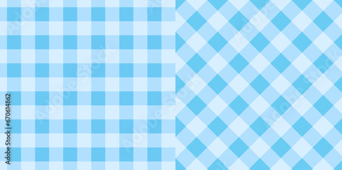 Gingham checkered plaid pattern in blue use for tablecloth, gift paper, napkin, blanket, scarf, textile and etc.
