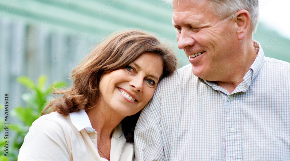 Senior couple, outdoor and happy with face and marriage with embrace, smile and retired. Retirement, elderly or love for commitment, bonding together or care for romantic relationship, man or woman Senior couple, outdoor and happy with face and marriage with embrace, smile and retired. Retirement, elderly or love for commitment, bonding together or care for romantic relationship, man or woman