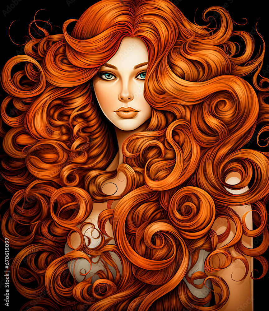 Cute girl portrait in Sepia .Curly Elegance Cute girl portrait in Sepia .Curly Elegance