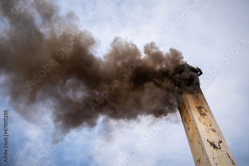 Bild auf Leinwand Smoke chimney of the cremation ceremony location according.