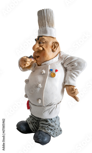 figurine chef cuisinier de profil sur fond transparent