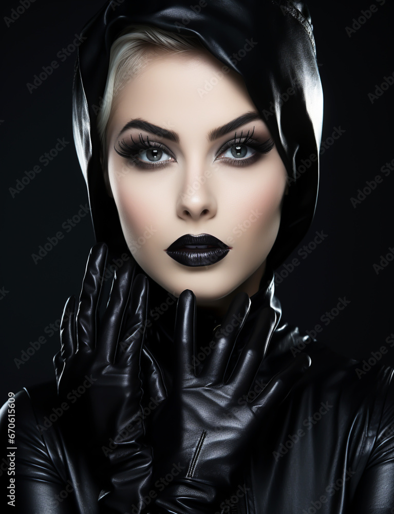 Closeup of woman portrait with dark gothic style. Closeup of woman portrait with dark gothic style.