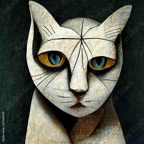 abstract portrait of a cat, cubism, artistic, art, colors, generative AI photo