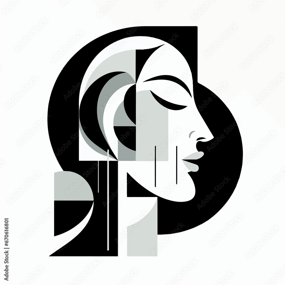 Minimal illustration abstract drawing a human head Minimal illustration abstract drawing a human head