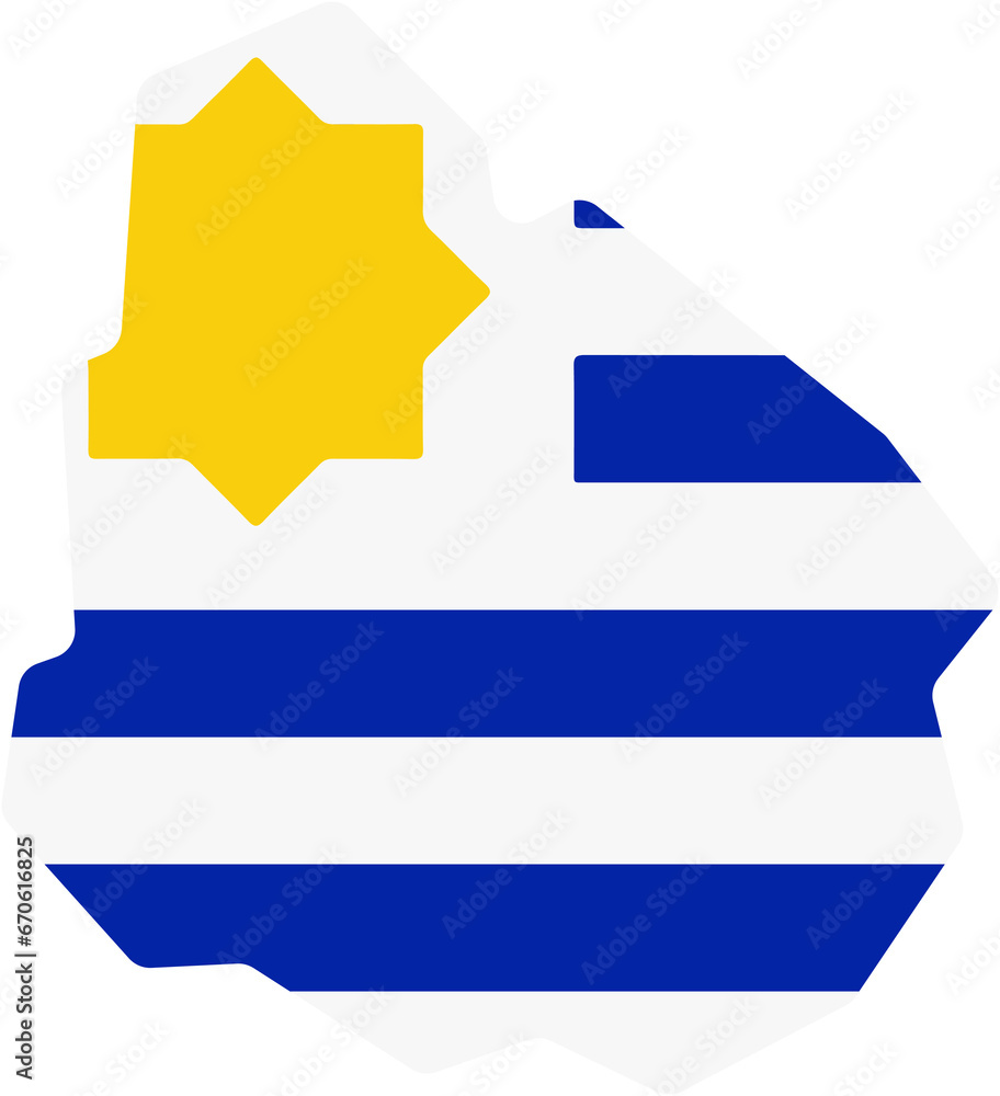 drawing of uruguay flag map. - obrazy, fototapety, plakaty 