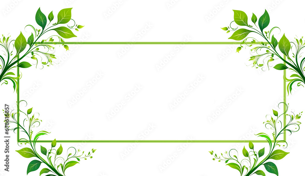 green leaves frame design on transparent background