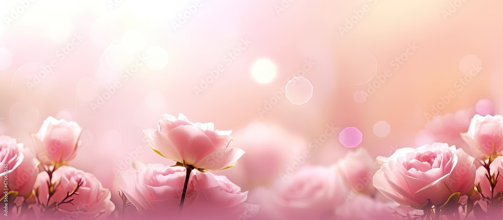 A background of natural bokeh illuminated in a rose colored light A background of natural bokeh illuminated in a rose colored light