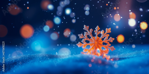 New year, Christmas background with gold stars and snowflakes on festive blue background. 