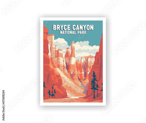 Bryce Canyon National Parks Illustration Art.