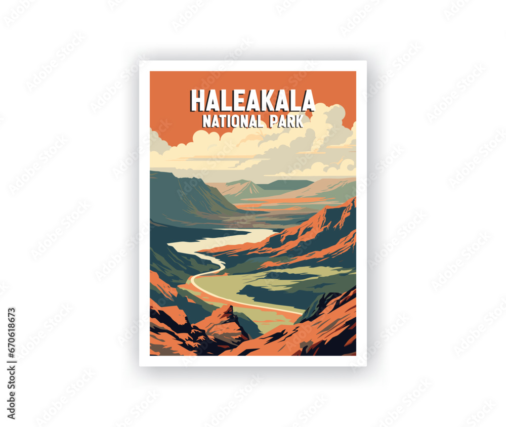 Haleakala National Parks Illustration Art.