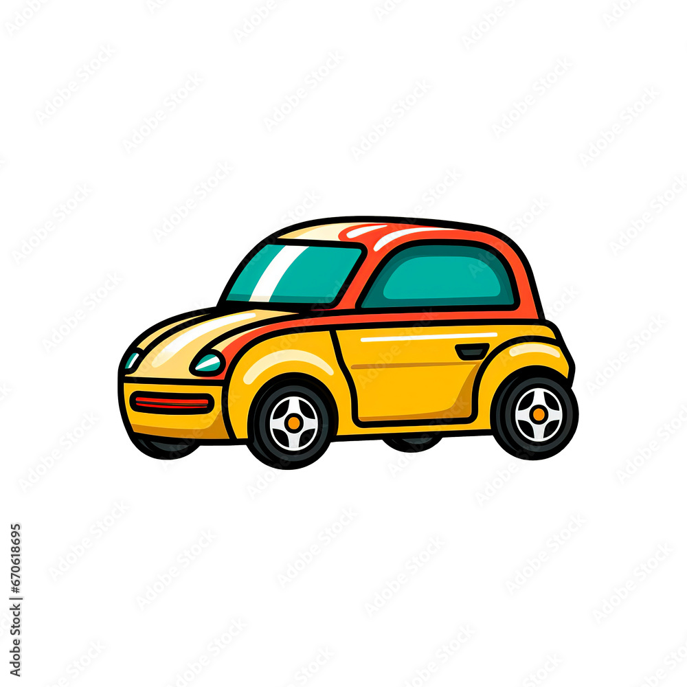 Cartoon car icon on white background